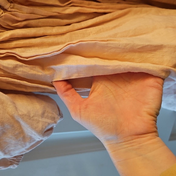 Mable Pink Londyn Fit & Flare 3/4 Puff Sleeve Babydoll Mini, Medium | Linen - Picture 9 of 13